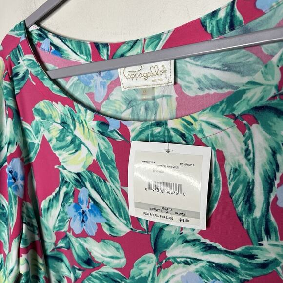 Pappagallo Dress Womens 1X Pink Tropical Resort Style Ruffle Sleeves Vacation - Picture 14 of 14